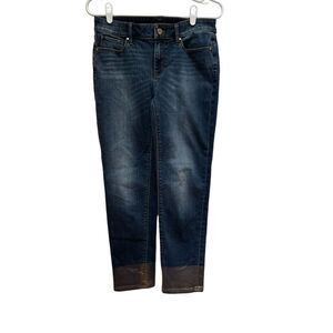 White House Black Market Denim Jeans Dark‎ Wash Gold Cuff